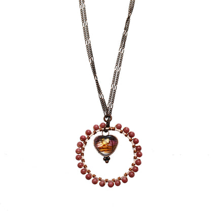 ネックレス ハート ピンク ロードナイト 音符 TAMARUSAN