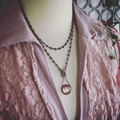 ネックレス 音符 ピンク アンティーク風 TAMARUSAN