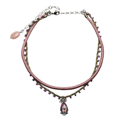 チョーカー 組紐 リボン ピンク 音符 正絹 TAMARUSAN