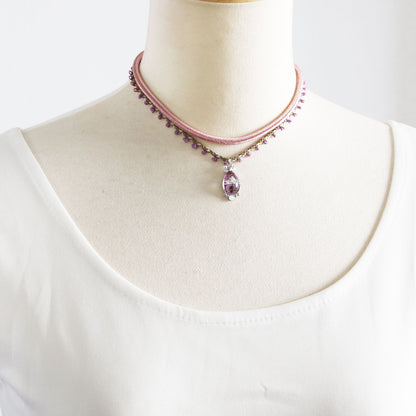 チョーカー 組紐 リボン ピンク 音符 正絹 TAMARUSAN