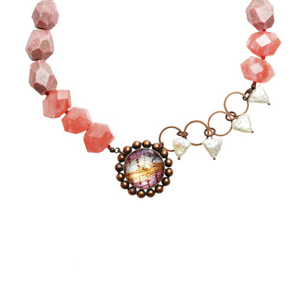 アシンメトリーチョーカー ピンク 音符 クォーツ TAMARUSAN