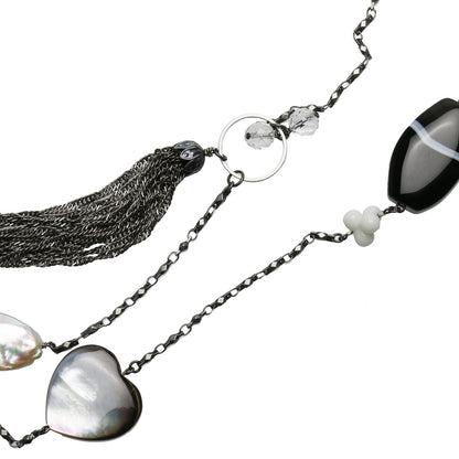 ネックレス ロング ブルー 音符 リボン 淡水パール TAMARUSAN