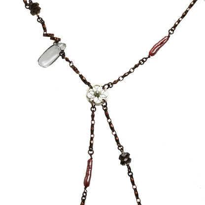 ロングネックレス 水晶 楽譜 ピンク TAMARUSAN