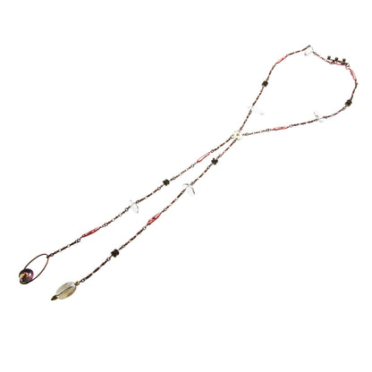 ロングネックレス 水晶 楽譜 ピンク TAMARUSAN