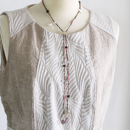 ロングネックレス 水晶 楽譜 ピンク TAMARUSAN