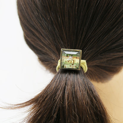 ヘアゴム 音符 緑 四角 贈り物 TAMARUSAN