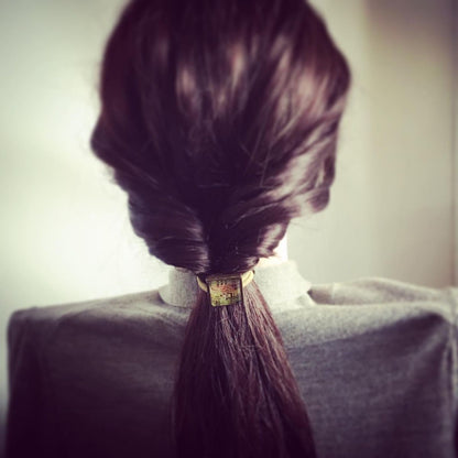 ヘアゴム 音符 緑 四角 贈り物 TAMARUSAN