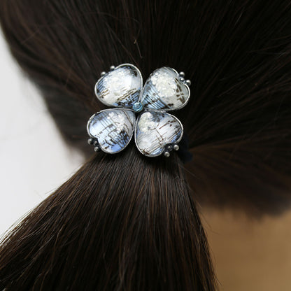 ヘアゴム 音符 ブルー 花 水色 贈り物 TAMARUSAN