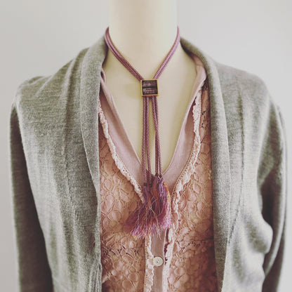 組紐 ループタイ 水引 ピンク 正絹 TAMARUSAN