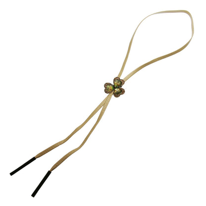 革紐 ループタイ 花 グレー 水色 TAMARUSAN