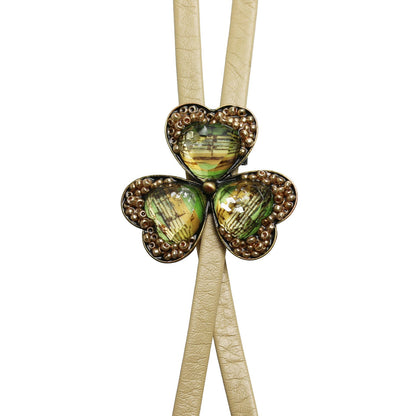 革紐 ループタイ 花 グレー 水色 TAMARUSAN