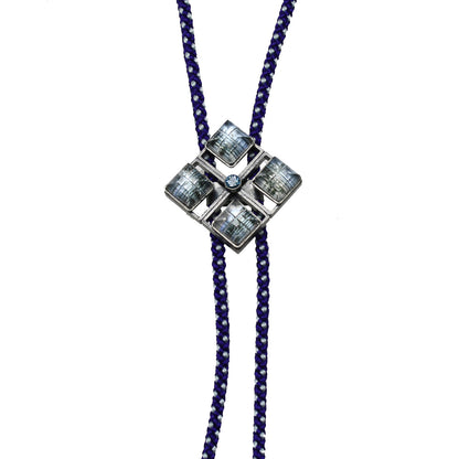 組紐 ループタイ スクエア 楽譜 水色 絹 TAMARUSAN