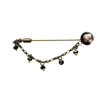 ハットピン 赤 オニキス チェーン付き TAMARUSAN