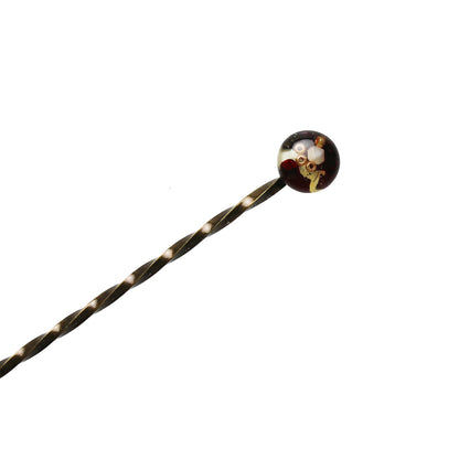 ねじり玉かんざし 赤 短め TAMARUSAN