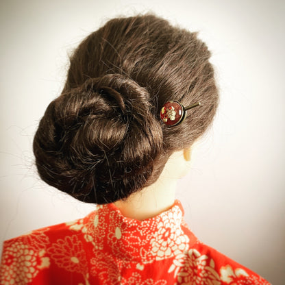 玉かんざし 赤 短め アンティーク風 TAMARUSAN