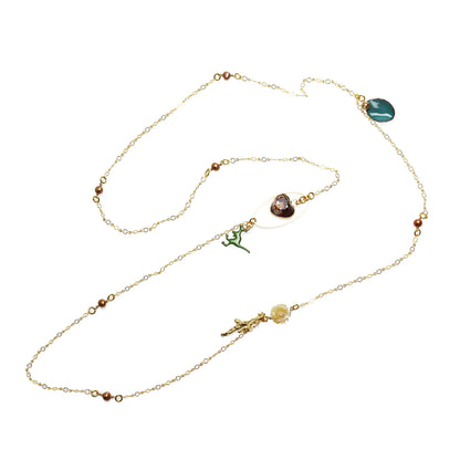 ロングネックレス 恐竜 七宝焼 ハート 赤 TAMARUSAN