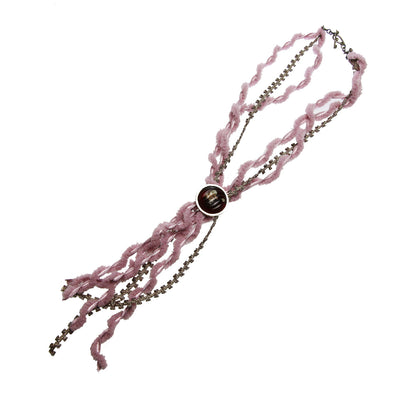 ロングネックレス リボン ループタイ ピンク 赤 TAMARUSAN