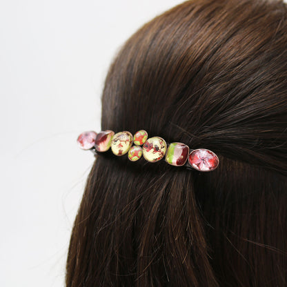 バレッタ 赤 アンティーク風 和風 TAMARUSAN