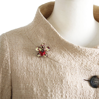 ブローチ 赤 珊瑚 花 軽量 TAMARUSAN