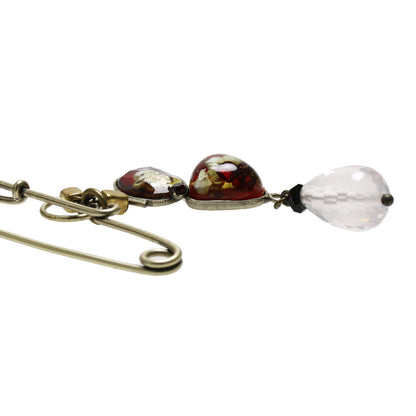 蝶 安全ピン型ブローチ 赤 Sサイズ 安全ピン