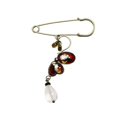 蝶 安全ピン型ブローチ 赤 Sサイズ 安全ピン