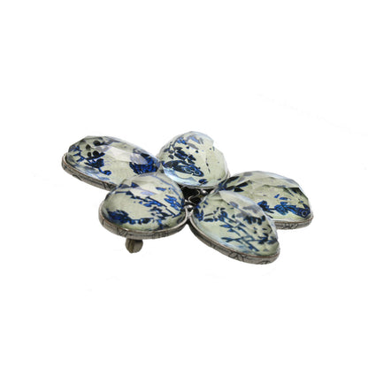 ブローチ 青 花 樹脂 TAMARUSAN