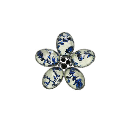 ブローチ 青 花 樹脂 TAMARUSAN