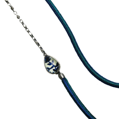 眼鏡チェーン 組紐 青 花 シルク 男女兼用 TAMARUSAN