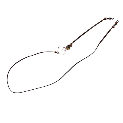 眼鏡ホルダーネックレスにもなる眼鏡チェーン 革紐 赤 花 TAMARUSAN