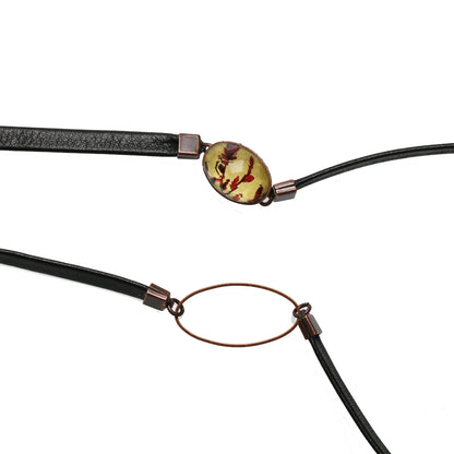 眼鏡コード 革 珊瑚 アシンメトリー 赤 TAMARUSAN