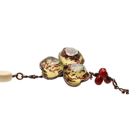 眼鏡チェーンネックレス 珊瑚 赤 還暦 花 TAMARUSAN