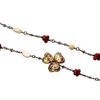 眼鏡チェーンネックレス 珊瑚 赤 還暦 花 TAMARUSAN