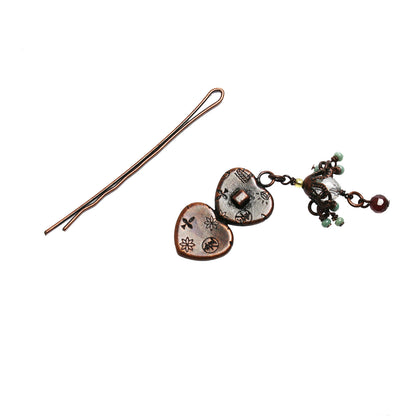 ヘアピン 水晶 ガーネット ハート 赤 大人 高級 TAMARUSAN