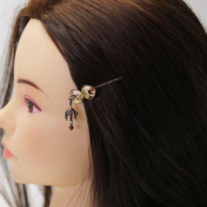 ヘアピン 水晶 ガーネット ハート 赤 大人 高級 TAMARUSAN