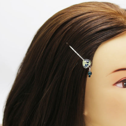 ヘアピン 青 花 ハート クォーツ TAMARUSAN