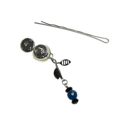 ヘアピン オニキス 青 アゲート 飾り取り外し可能 TAMARUSAN