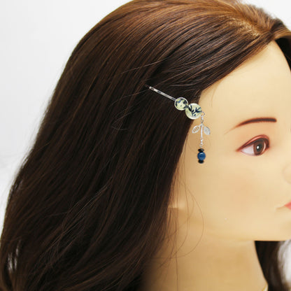 ヘアピン オニキス 青 アゲート 飾り取り外し可能 TAMARUSAN