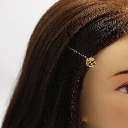 ヘアピン 赤 花 レトロ 和風 高級ヘアピン