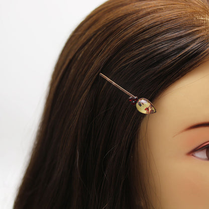 ヘアピン 赤 花 レトロ 和風 高級ヘアピン