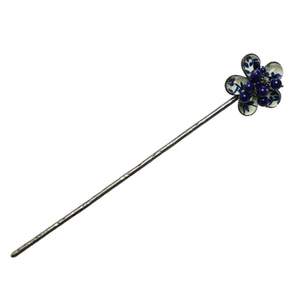 かんざし 花 ラピスラズリ 青 一本挿しかんざし