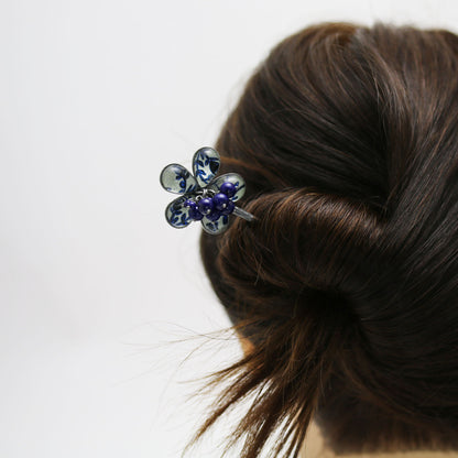 かんざし 花 ラピスラズリ 青 一本挿しかんざし