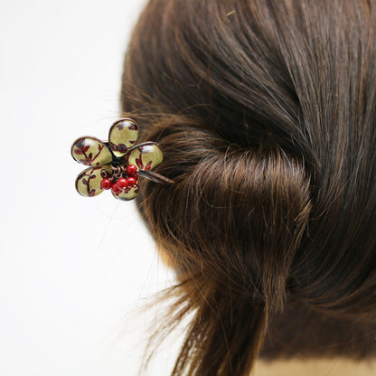 和風 かんざし 赤 花 一本挿し TAMARUSAN