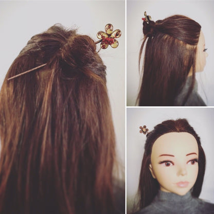 和風 かんざし 赤 花 一本挿し TAMARUSAN