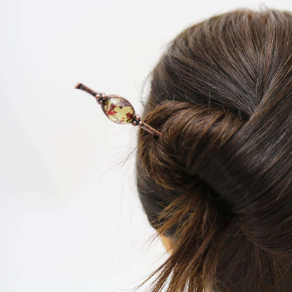 かんざし 赤 花模様 耳かき風 TAMARUSAN