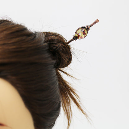 かんざし 赤 花模様 耳かき風 TAMARUSAN