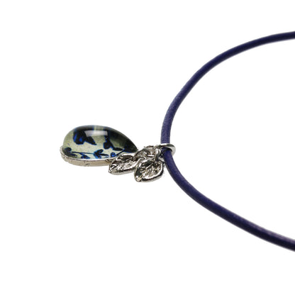 チョーカー 革紐 葉っぱ 青 ラピスラズリ TAMARUSAN