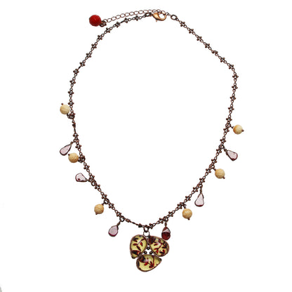 ネックレス 赤 花 ガーネット TAMARUSAN