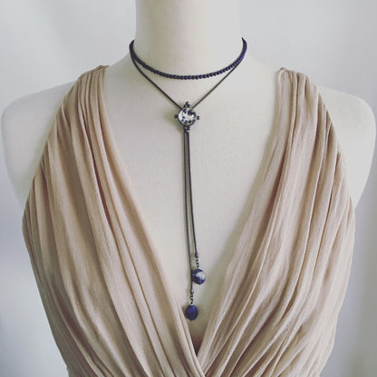 ２連 ループタイネックレス 青 ラピスラズリ TAMARUSAN
