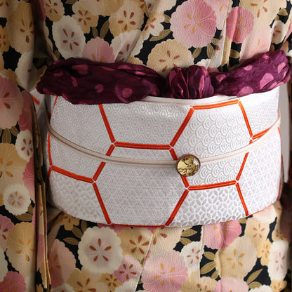 帯留め 赤 花 レトロ 帯留め