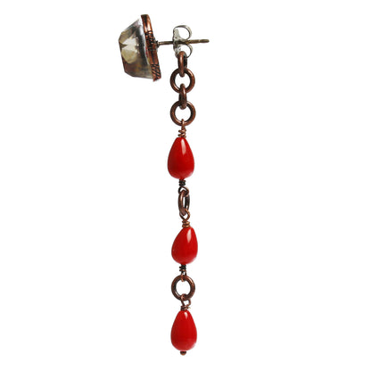 ピアス 左右違い アシンメトリー ハート 赤 TAMARUSAN